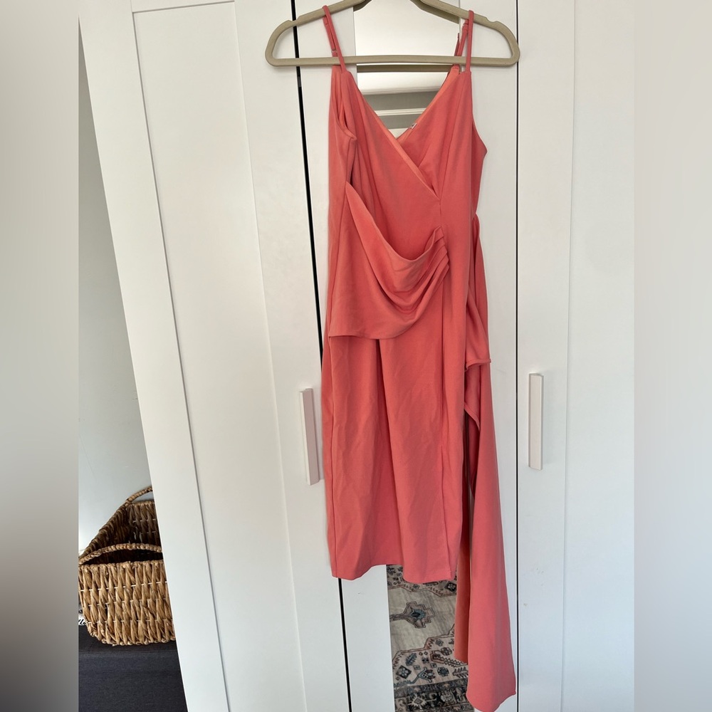Unknown brand coral dress with cute detail that hangs down
